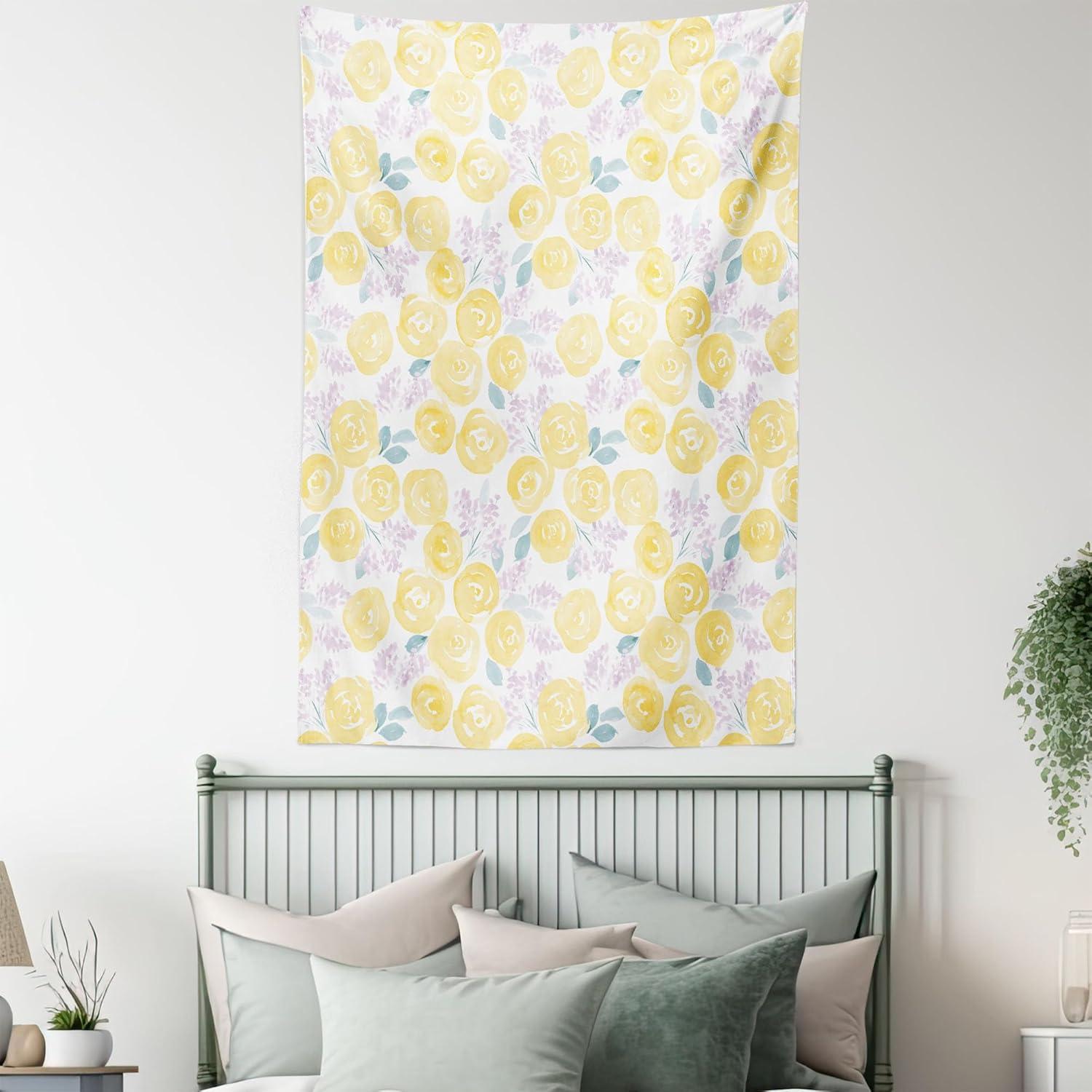 imageAmbesonne Compass Tapestry Compass Illustration with Lettering Nautical Ocean Adventure Themed Print Wide Wall Hanging for Bedroom Living Room Dorm 60 X 40 Night Blue BeigeYellow Lilac
