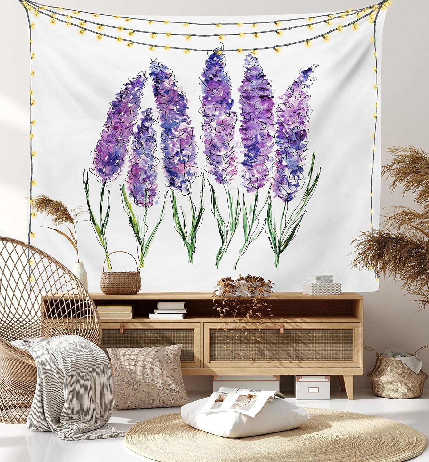 imageAmbesonne Compass Tapestry Compass Illustration with Lettering Nautical Ocean Adventure Themed Print Wide Wall Hanging for Bedroom Living Room Dorm 60 X 40 Night Blue BeigeViolet White