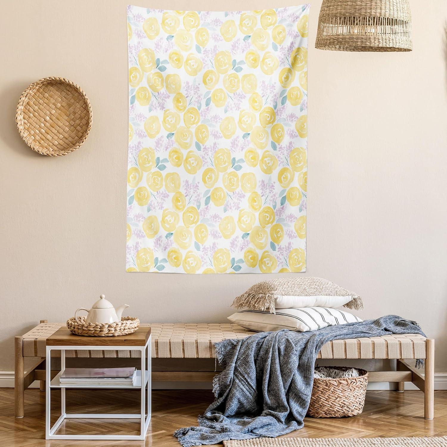 imageAmbesonne Compass Tapestry Compass Illustration with Lettering Nautical Ocean Adventure Themed Print Wide Wall Hanging for Bedroom Living Room Dorm 60 X 40 Night Blue BeigeYellow Lilac