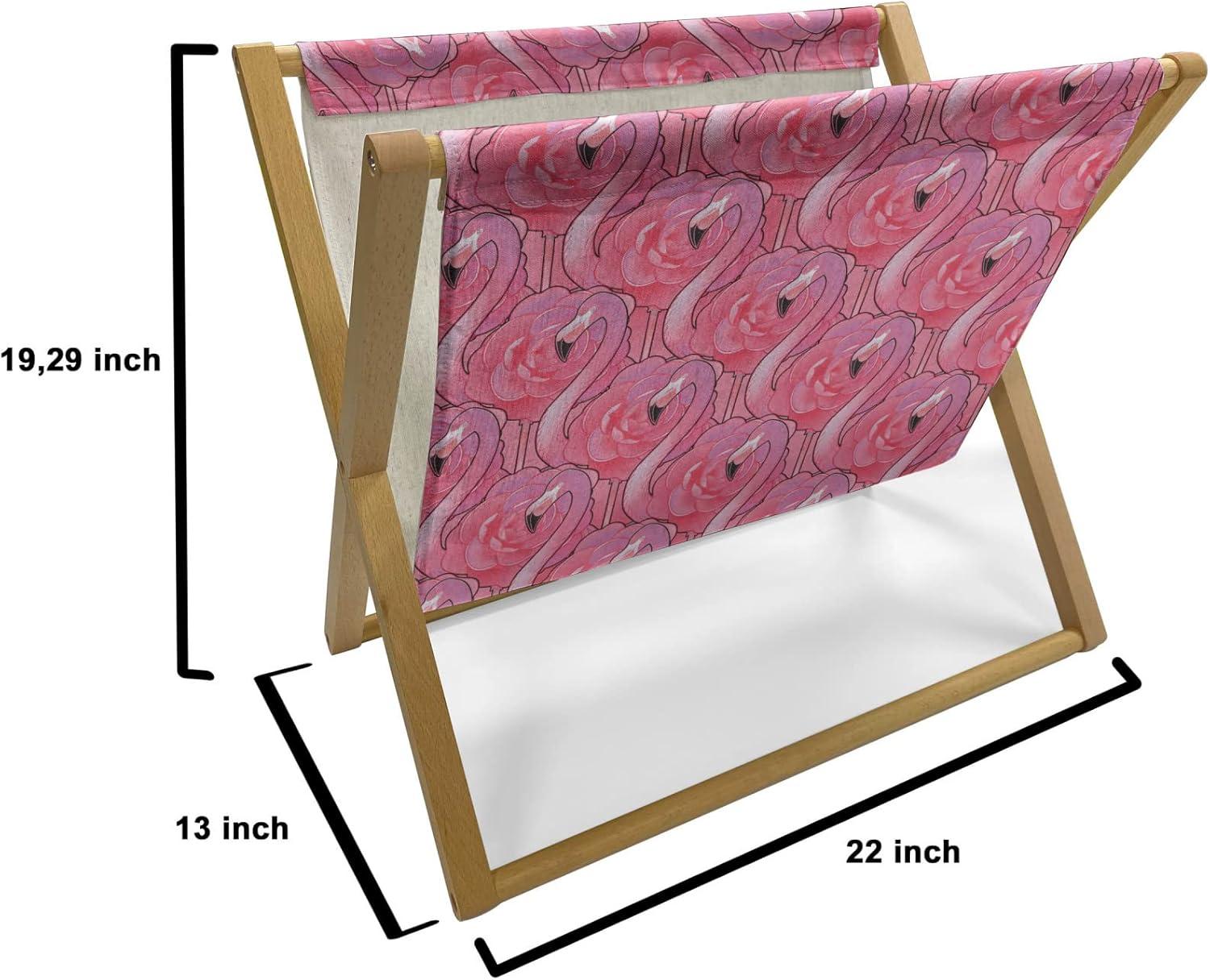 imageAmbesonne Flamingo Magazine and Book Holder Valentines Day Theme with Romantic Birds and Rose Petals Love Tropical Decorative Floor Rack Organizer for Living Room 22x19 Dark Coral and PinkDark Coral and Pink