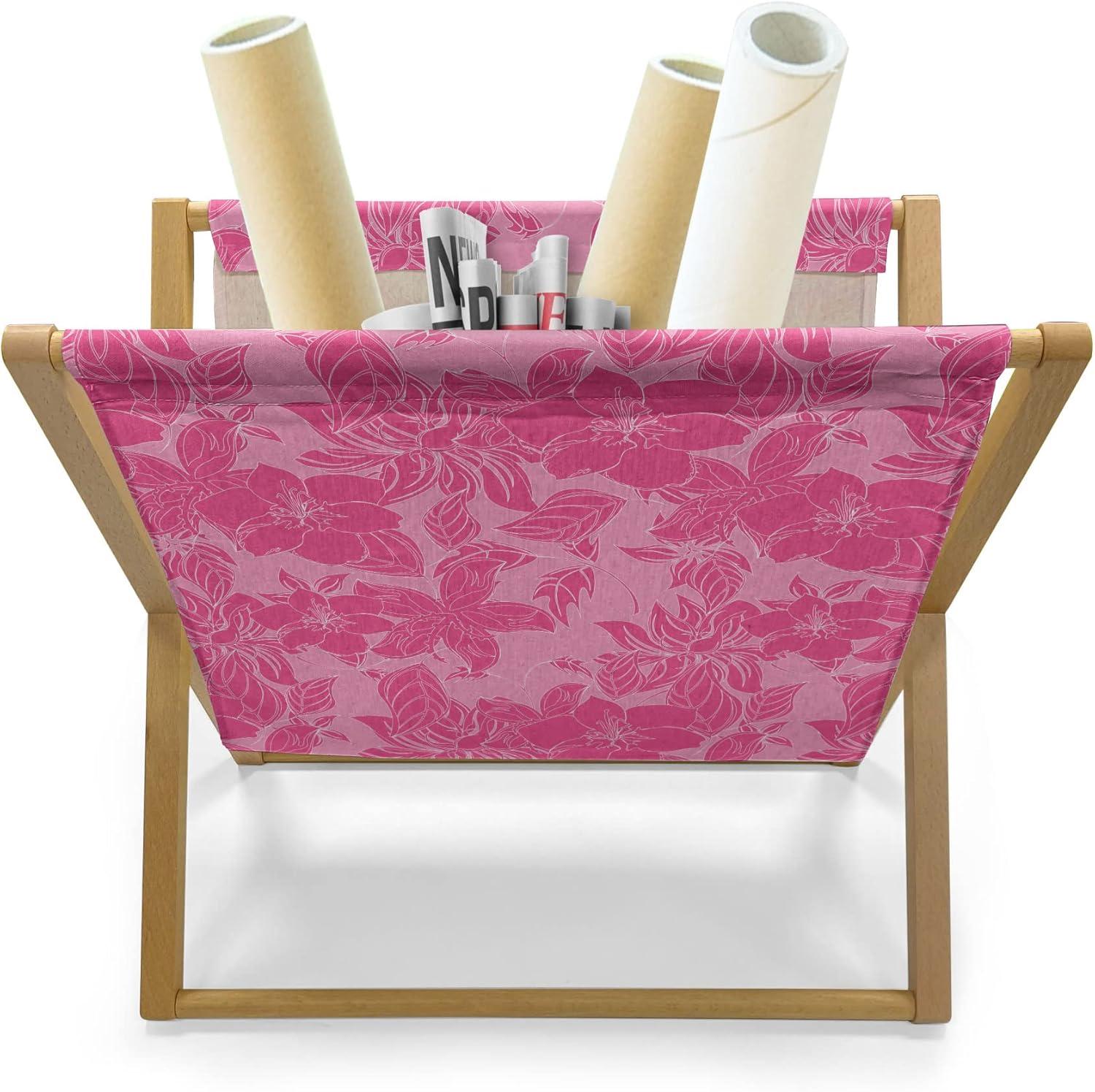 imageAmbesonne Flamingo Magazine and Book Holder Valentines Day Theme with Romantic Birds and Rose Petals Love Tropical Decorative Floor Rack Organizer for Living Room 22x19 Dark Coral and PinkPink