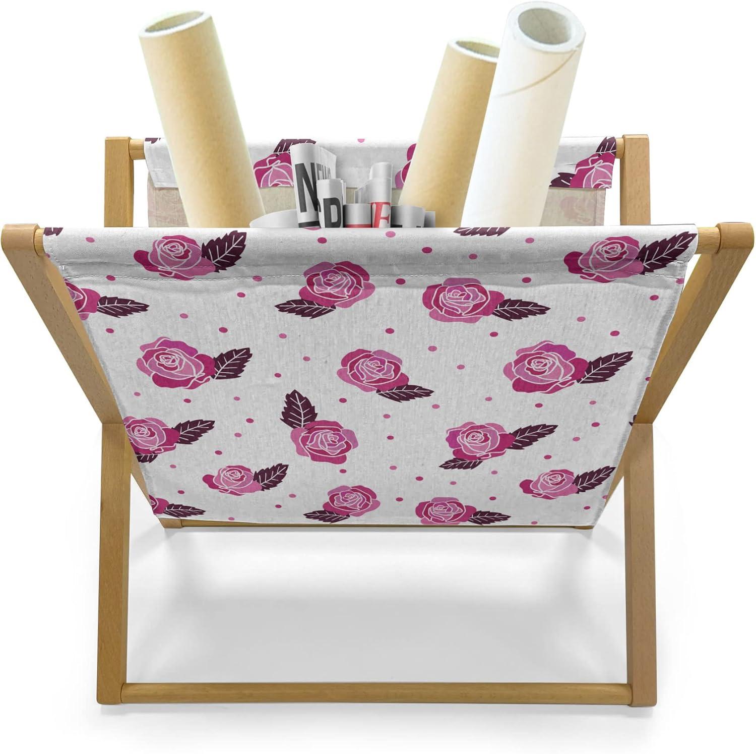 imageAmbesonne Flamingo Magazine and Book Holder Valentines Day Theme with Romantic Birds and Rose Petals Love Tropical Decorative Floor Rack Organizer for Living Room 22x19 Dark Coral and PinkPink Dark Magenta