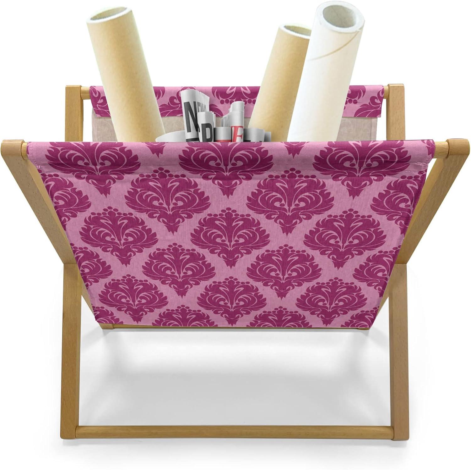 imageAmbesonne Flamingo Magazine and Book Holder Valentines Day Theme with Romantic Birds and Rose Petals Love Tropical Decorative Floor Rack Organizer for Living Room 22x19 Dark Coral and PinkDark Magenta and Pale Pink
