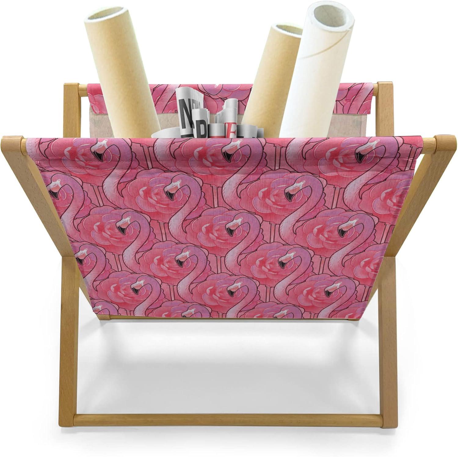 imageAmbesonne Flamingo Magazine and Book Holder Valentines Day Theme with Romantic Birds and Rose Petals Love Tropical Decorative Floor Rack Organizer for Living Room 22x19 Dark Coral and PinkDark Coral and Pink