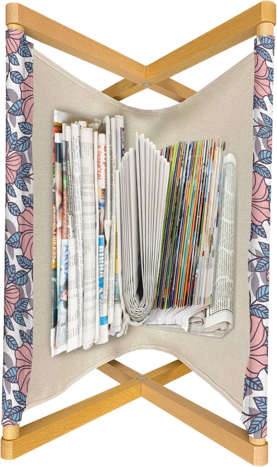 imageAmbesonne Floral Country Magazine and Book Holder Romantic Repetitive Rose Silhouettes Valentines Day Theme Decorative Floor Rack Organizer for Living Room 22x19 Blush Dark Grey and WhitePale Blue and Blush