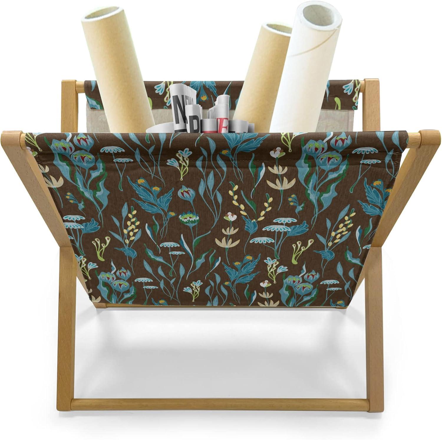 imageAmbesonne Floral Country Magazine and Book Holder Romantic Repetitive Rose Silhouettes Valentines Day Theme Decorative Floor Rack Organizer for Living Room 22x19 Blush Dark Grey and WhiteDark Cocoa Sea Blue