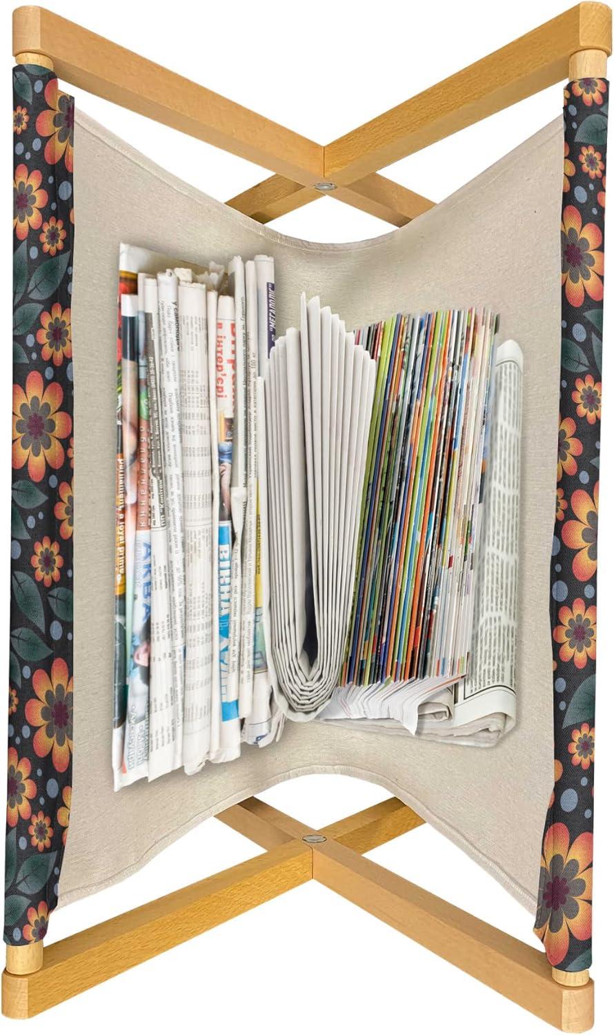imageAmbesonne Floral Country Magazine and Book Holder Romantic Repetitive Rose Silhouettes Valentines Day Theme Decorative Floor Rack Organizer for Living Room 22x19 Blush Dark Grey and WhiteDark Night Blue and Orange