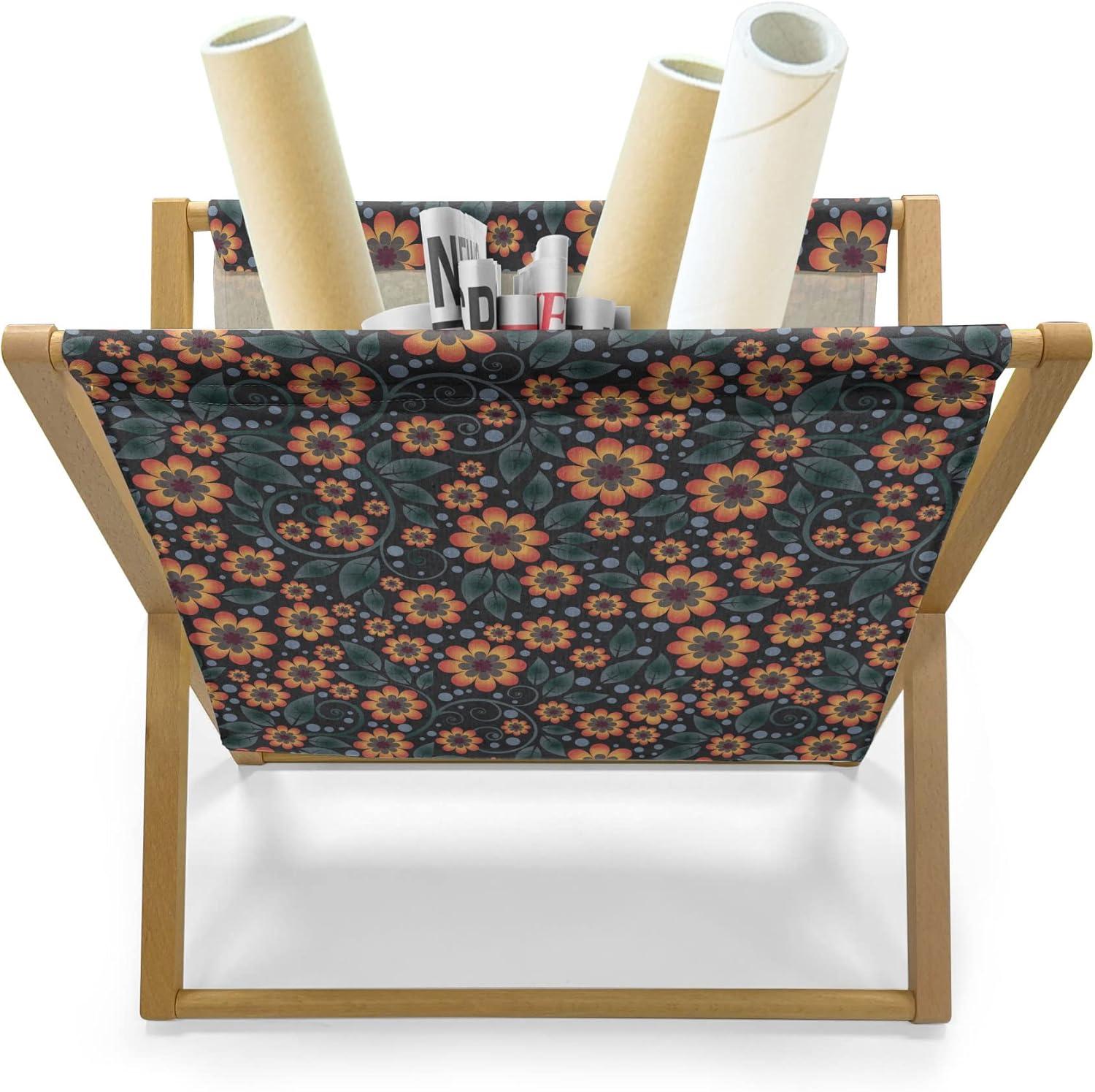 imageAmbesonne Floral Country Magazine and Book Holder Romantic Repetitive Rose Silhouettes Valentines Day Theme Decorative Floor Rack Organizer for Living Room 22x19 Blush Dark Grey and WhiteDark Night Blue and Orange