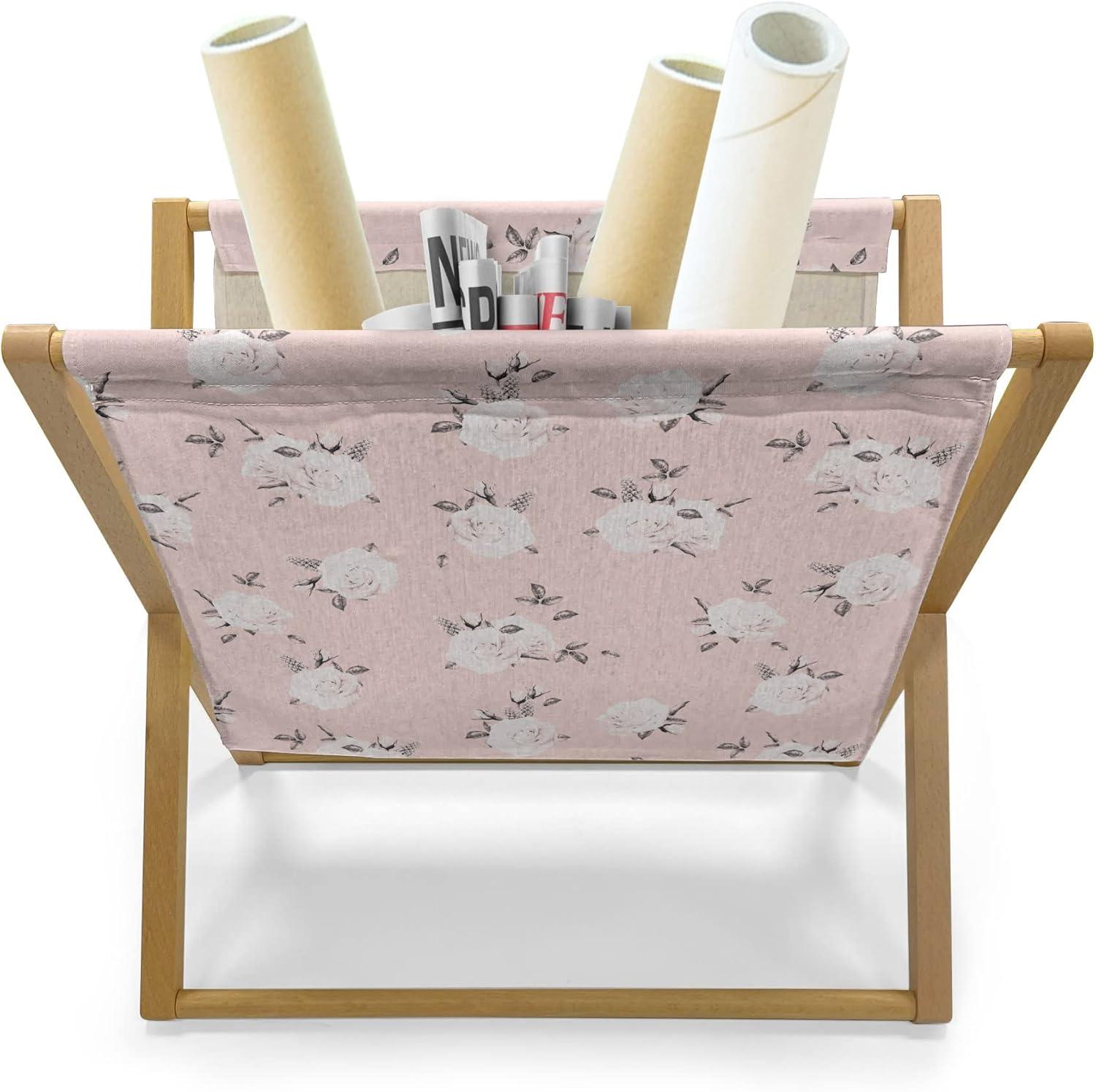 imageAmbesonne Floral Country Magazine and Book Holder Romantic Repetitive Rose Silhouettes Valentines Day Theme Decorative Floor Rack Organizer for Living Room 22x19 Blush Dark Grey and WhiteBlush Dark Grey and White
