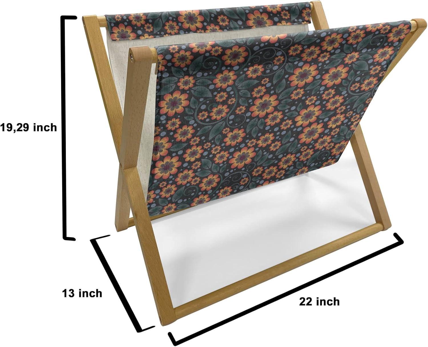imageAmbesonne Floral Country Magazine and Book Holder Romantic Repetitive Rose Silhouettes Valentines Day Theme Decorative Floor Rack Organizer for Living Room 22x19 Blush Dark Grey and WhiteDark Night Blue and Orange