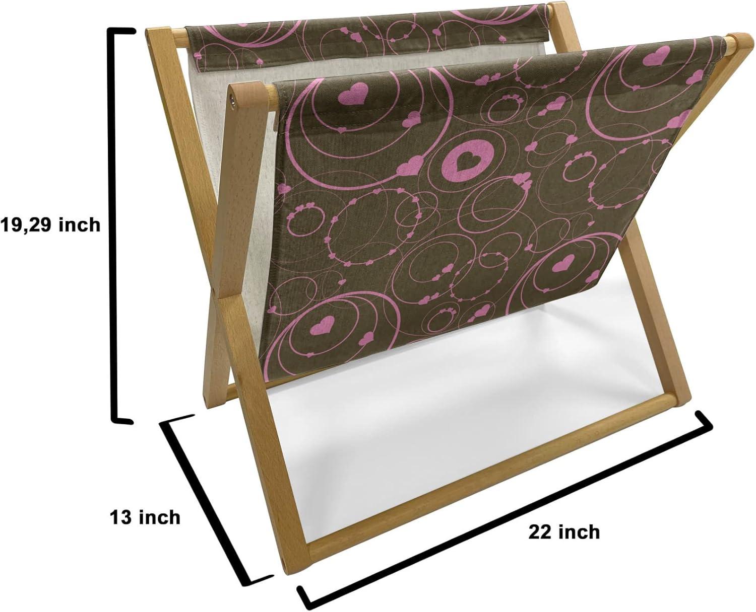 imageAmbesonne Hearts Magazine and Book Holder Valentines Day Themed Ornate Romantic Pink Circles and Shapes on Dark Background Floor Rack Decor for Interior of Home amp Office 22 x 19 Pink BrownPink Brown