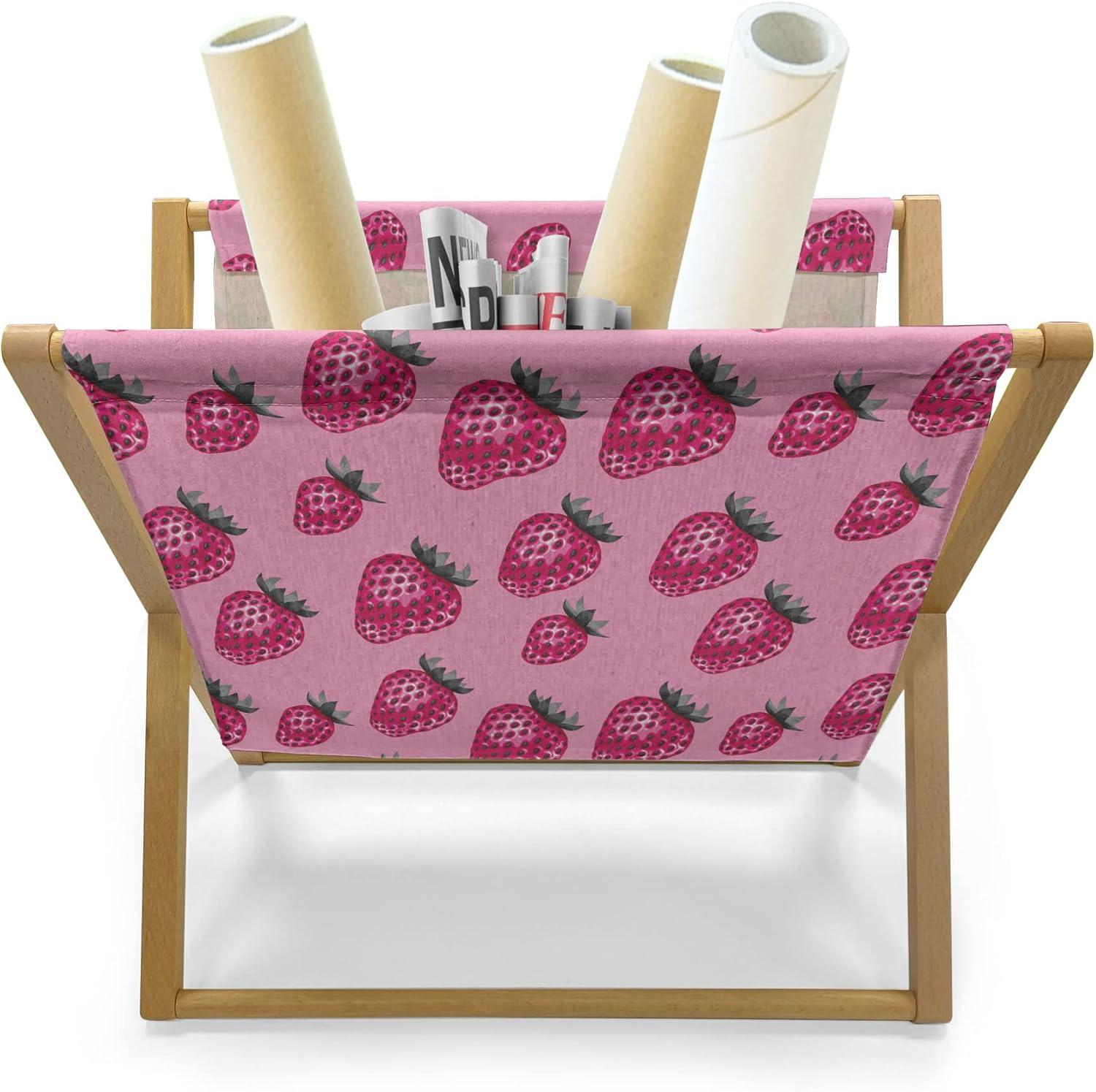 imageAmbesonne Hearts Magazine and Book Holder Valentines Day Themed Ornate Romantic Pink Circles and Shapes on Dark Background Floor Rack Decor for Interior of Home amp Office 22 x 19 Pink BrownPale Pink Magenta