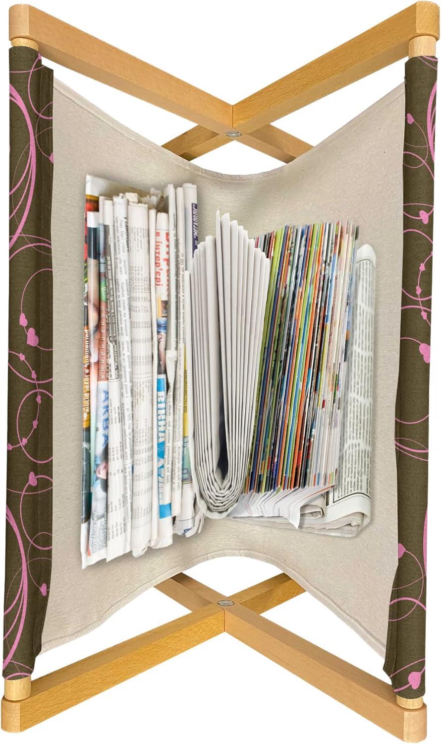 imageAmbesonne Hearts Magazine and Book Holder Valentines Day Themed Ornate Romantic Pink Circles and Shapes on Dark Background Floor Rack Decor for Interior of Home amp Office 22 x 19 Pink BrownPink Brown