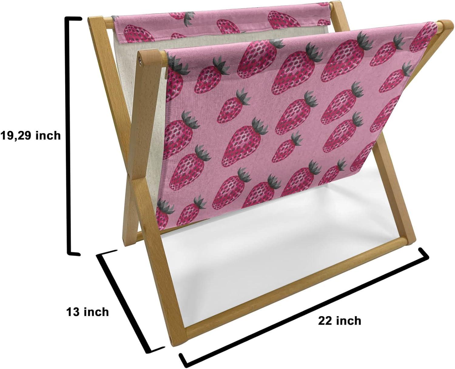 imageAmbesonne Hearts Magazine and Book Holder Valentines Day Themed Ornate Romantic Pink Circles and Shapes on Dark Background Floor Rack Decor for Interior of Home amp Office 22 x 19 Pink BrownPale Pink Magenta