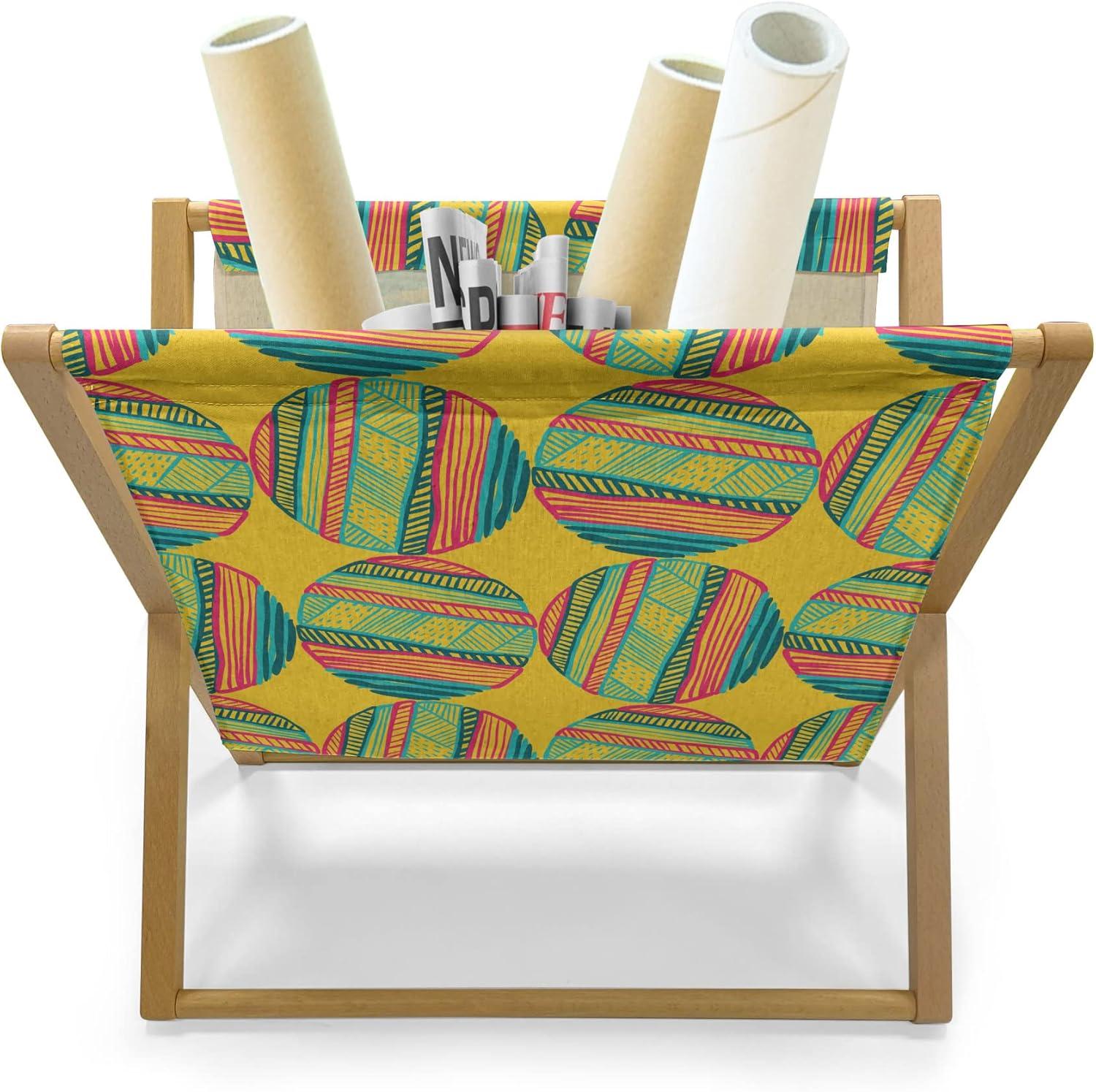 imageAmbesonne Romantic Magazine and Book Holder Love Hearts Stripes Celebration Party Lovers Valentines Design Decorative Floor Rack Organizer for Living Room 22x19 Magenta Night Blue and YellowTurquoise Magenta and Mustard
