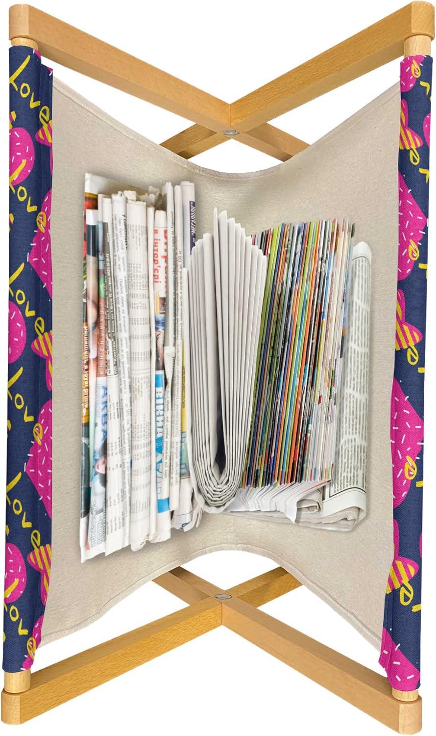 imageAmbesonne Romantic Magazine and Book Holder Love Hearts Stripes Celebration Party Lovers Valentines Design Decorative Floor Rack Organizer for Living Room 22x19 Magenta Night Blue and YellowMagenta Night Blue and Yellow
