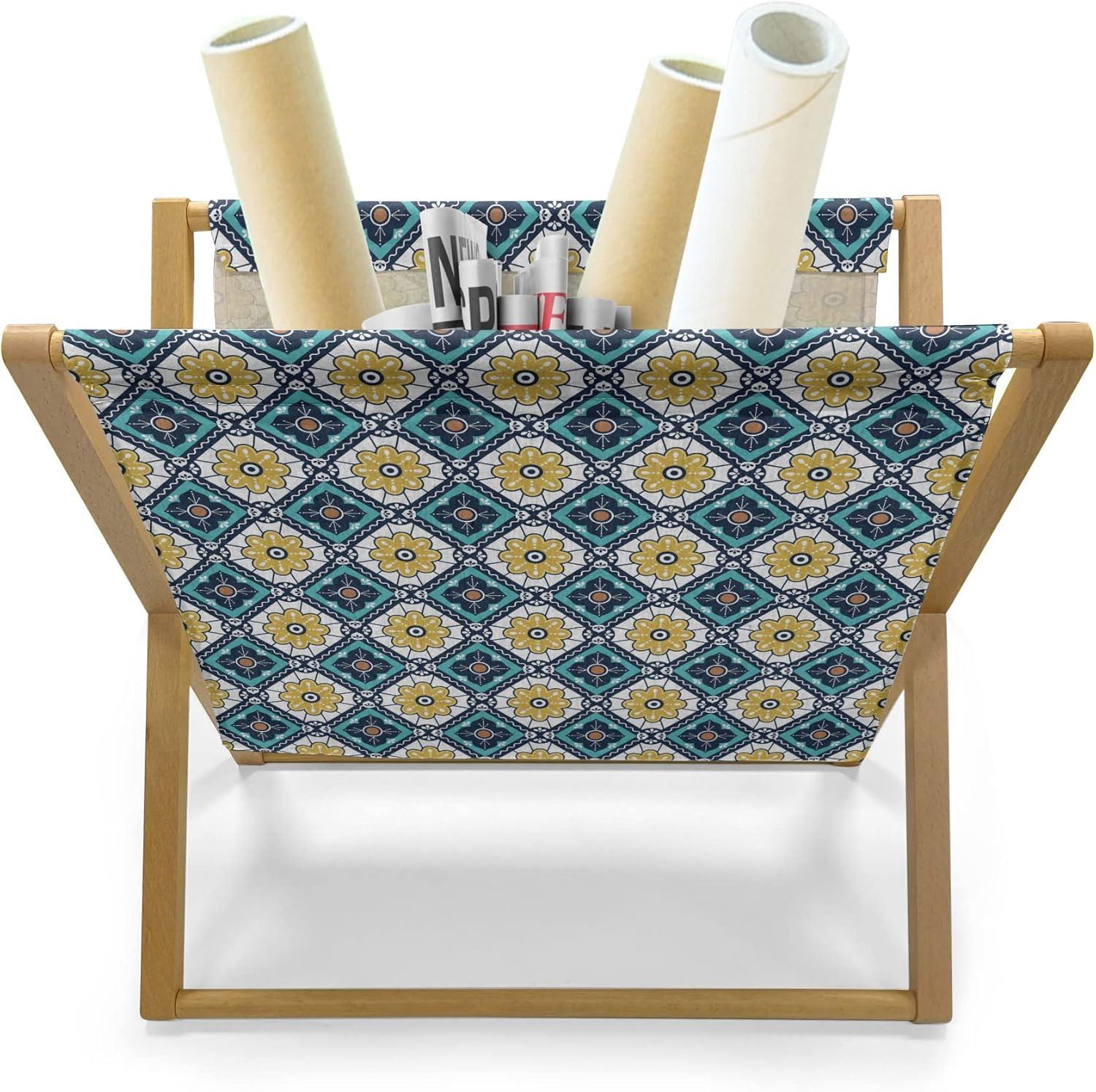 imageAmbesonne Romantic Magazine and Book Holder Love Hearts Stripes Celebration Party Lovers Valentines Design Decorative Floor Rack Organizer for Living Room 22x19 Magenta Night Blue and YellowPale Coffee and Petrol Blue