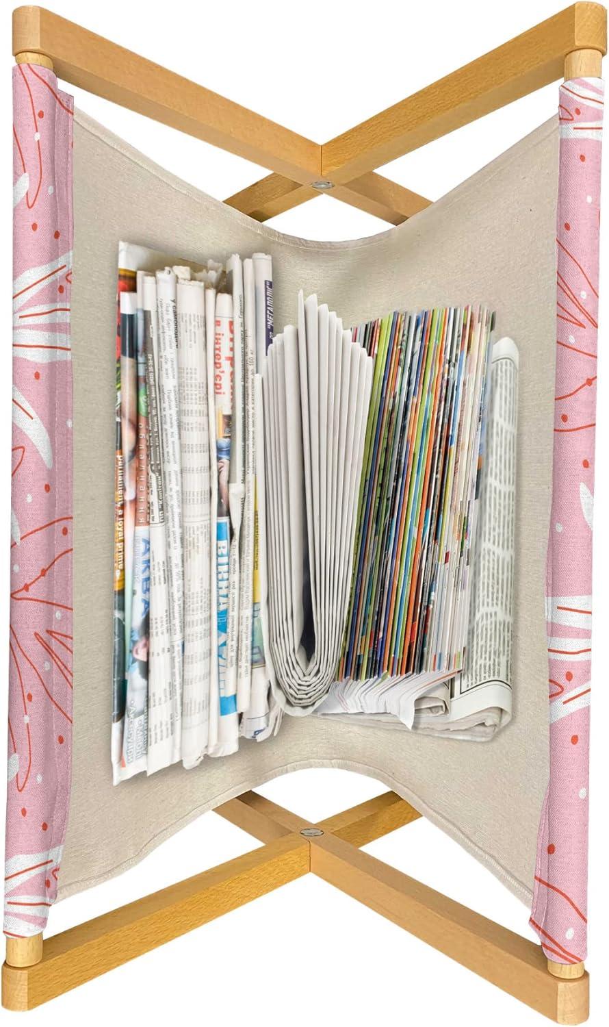 imageAmbesonne Romantic Magazine and Book Holder Love Hearts Stripes Celebration Party Lovers Valentines Design Decorative Floor Rack Organizer for Living Room 22x19 Magenta Night Blue and YellowPink Vermilion and White