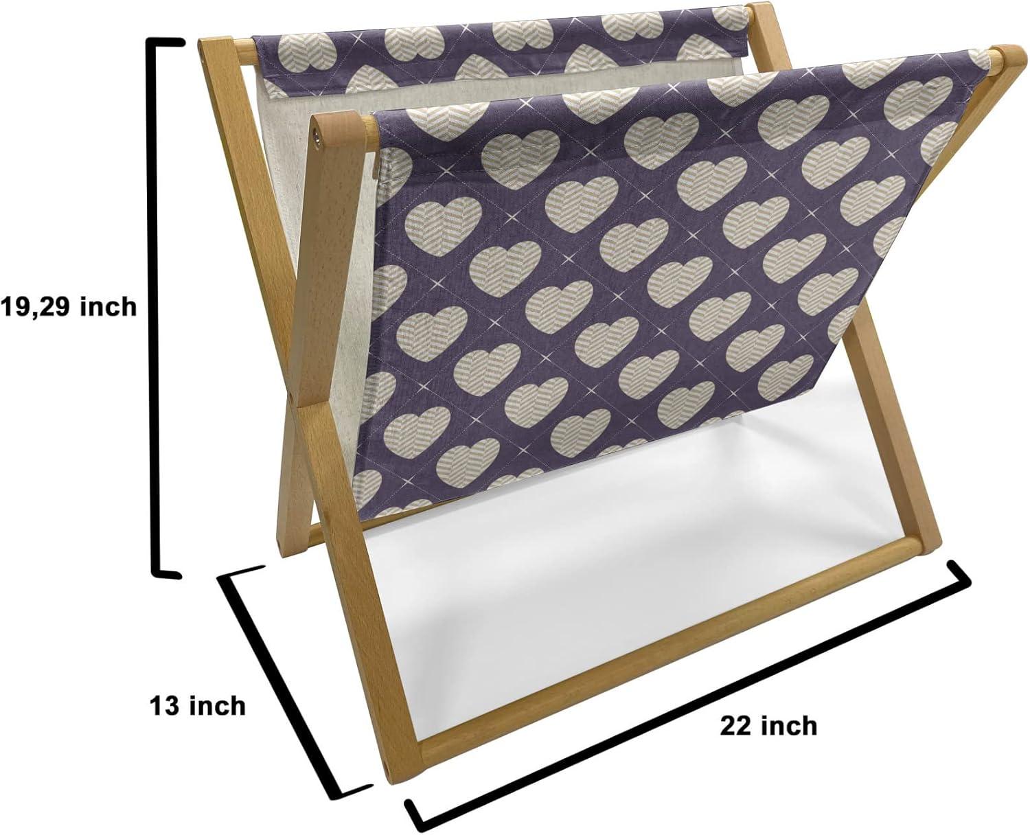 imageAmbesonne Romantic Magazine and Book Holder Love Hearts Stripes Celebration Party Lovers Valentines Design Decorative Floor Rack Organizer for Living Room 22x19 Magenta Night Blue and YellowEggplant and Beige