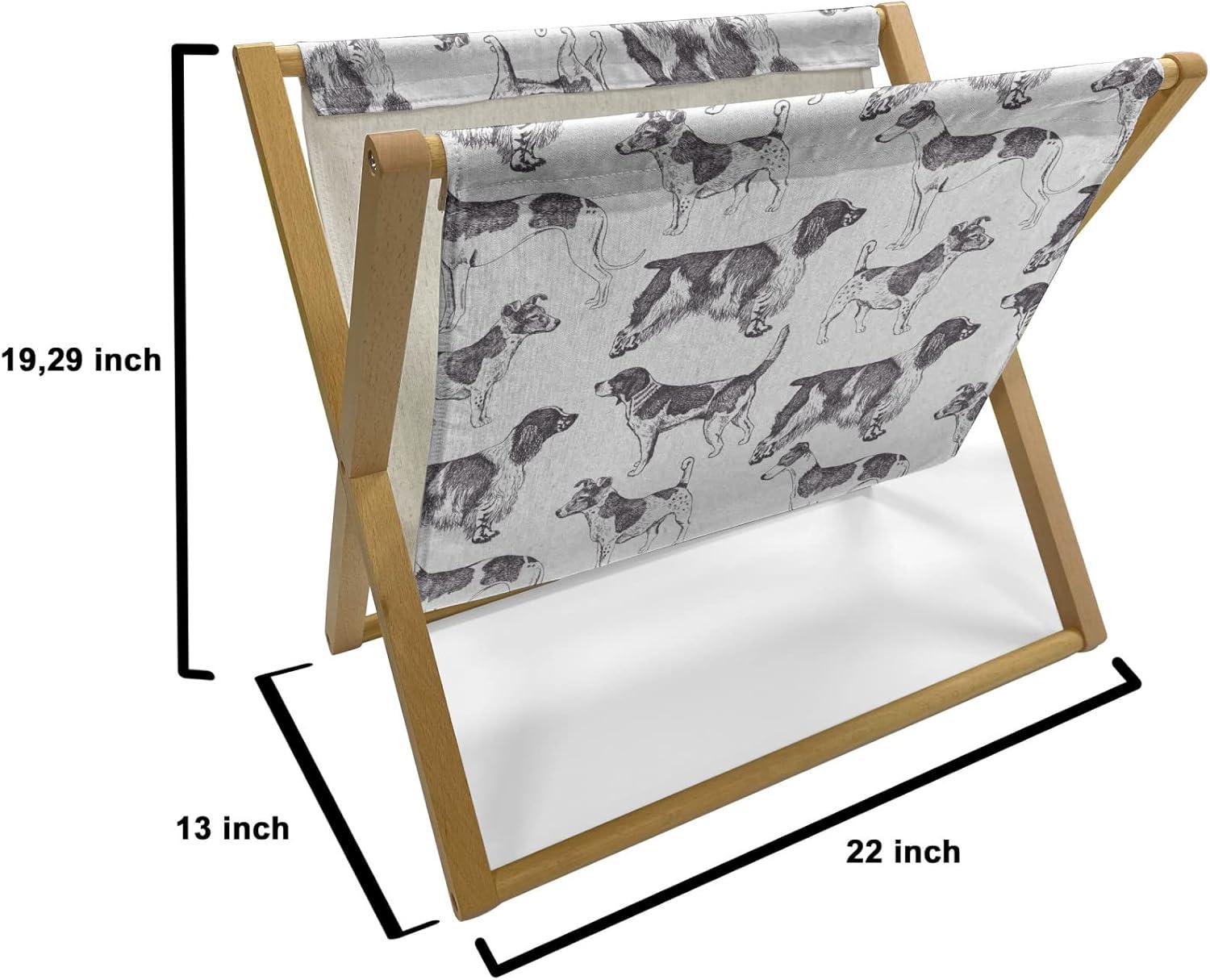 imageAmbesonne Romantic Magazine and Book Holder Love Theme Unicorns in Hearts for Valentines Day Decorative Floor Rack Organizer for Living Room 22x19 Pale Pink Pastel Yellow Pale MauveDark Purple Grey White