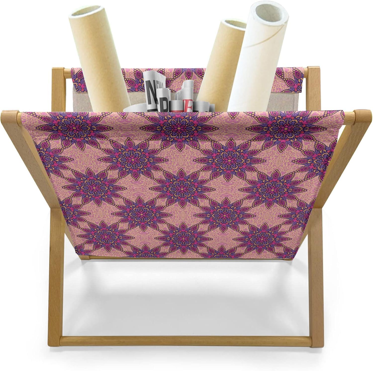 imageAmbesonne Romantic Magazine and Book Holder Love Theme Unicorns in Hearts for Valentines Day Decorative Floor Rack Organizer for Living Room 22x19 Pale Pink Pastel Yellow Pale MauvePink Violet and Rose