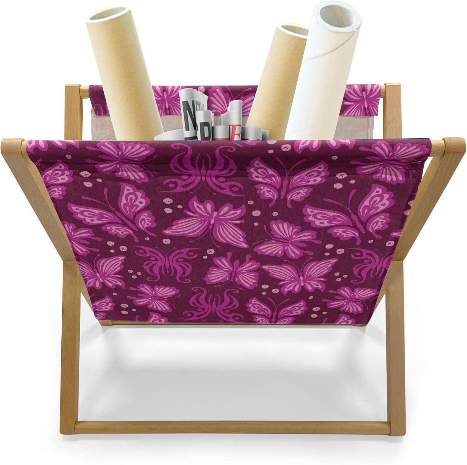 imageAmbesonne Romantic Magazine and Book Holder Love Theme Unicorns in Hearts for Valentines Day Decorative Floor Rack Organizer for Living Room 22x19 Pale Pink Pastel Yellow Pale MauveMagenta Pale Pink Maroon