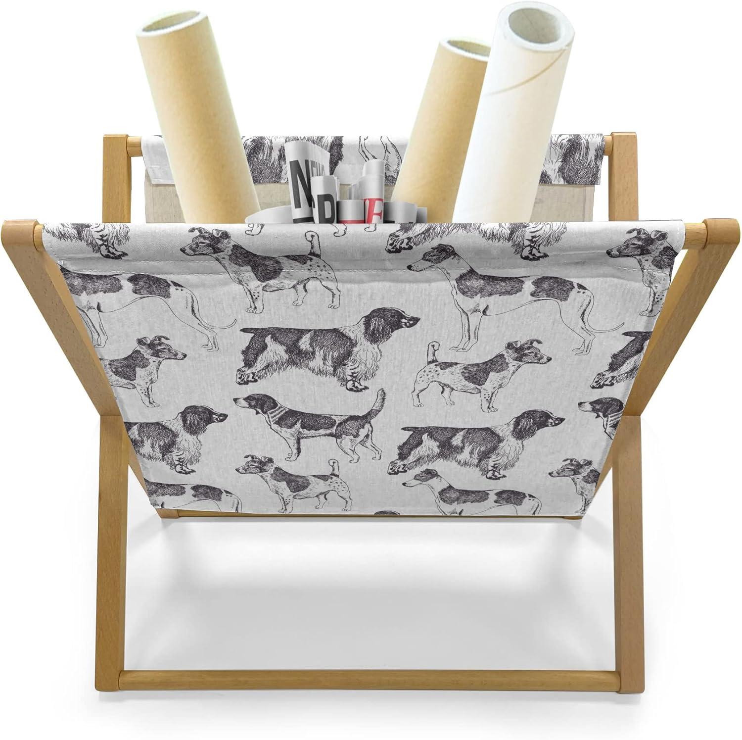 imageAmbesonne Romantic Magazine and Book Holder Love Theme Unicorns in Hearts for Valentines Day Decorative Floor Rack Organizer for Living Room 22x19 Pale Pink Pastel Yellow Pale MauveDark Purple Grey White