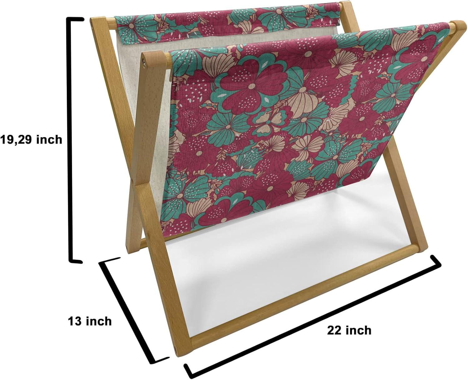 imageAmbesonne Romantic Magazine and Book Holder Repeating Love Theme with Roses and Little Hearts Valentines Day Decorative Floor Rack Organizer for Living Room 22x19 Rose CoralPeach Dark Coral