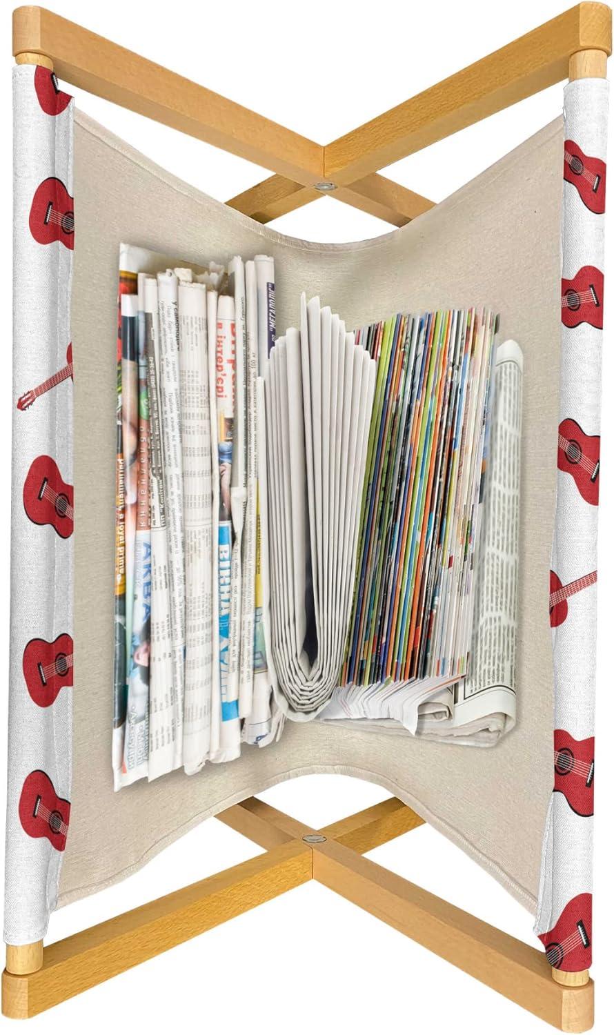 imageAmbesonne Romantic Magazine and Book Holder Repeating Love Theme with Roses and Little Hearts Valentines Day Decorative Floor Rack Organizer for Living Room 22x19 Rose CoralVermilion White