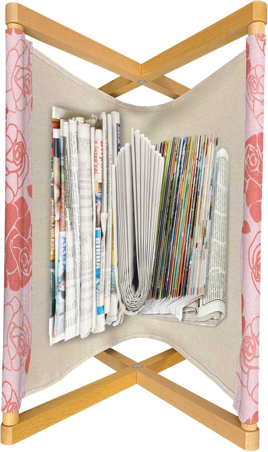 imageAmbesonne Romantic Magazine and Book Holder Repeating Love Theme with Roses and Little Hearts Valentines Day Decorative Floor Rack Organizer for Living Room 22x19 Rose CoralRose Coral