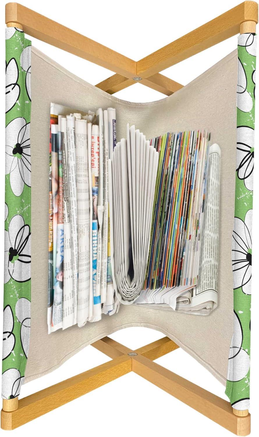 imageAmbesonne Romantic Magazine and Book Holder Repeating Love Theme with Roses and Little Hearts Valentines Day Decorative Floor Rack Organizer for Living Room 22x19 Rose CoralShamrock Green Black