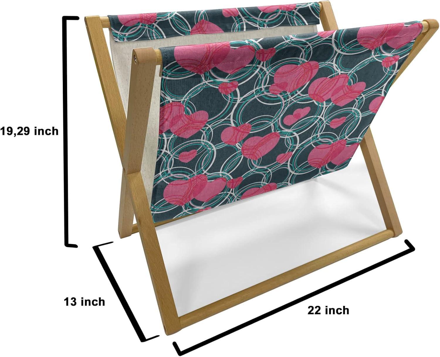 imageAmbesonne Romantic Magazine and Book Holder Repeating Love Theme with Roses and Little Hearts Valentines Day Decorative Floor Rack Organizer for Living Room 22x19 Rose CoralPink Dark Teal