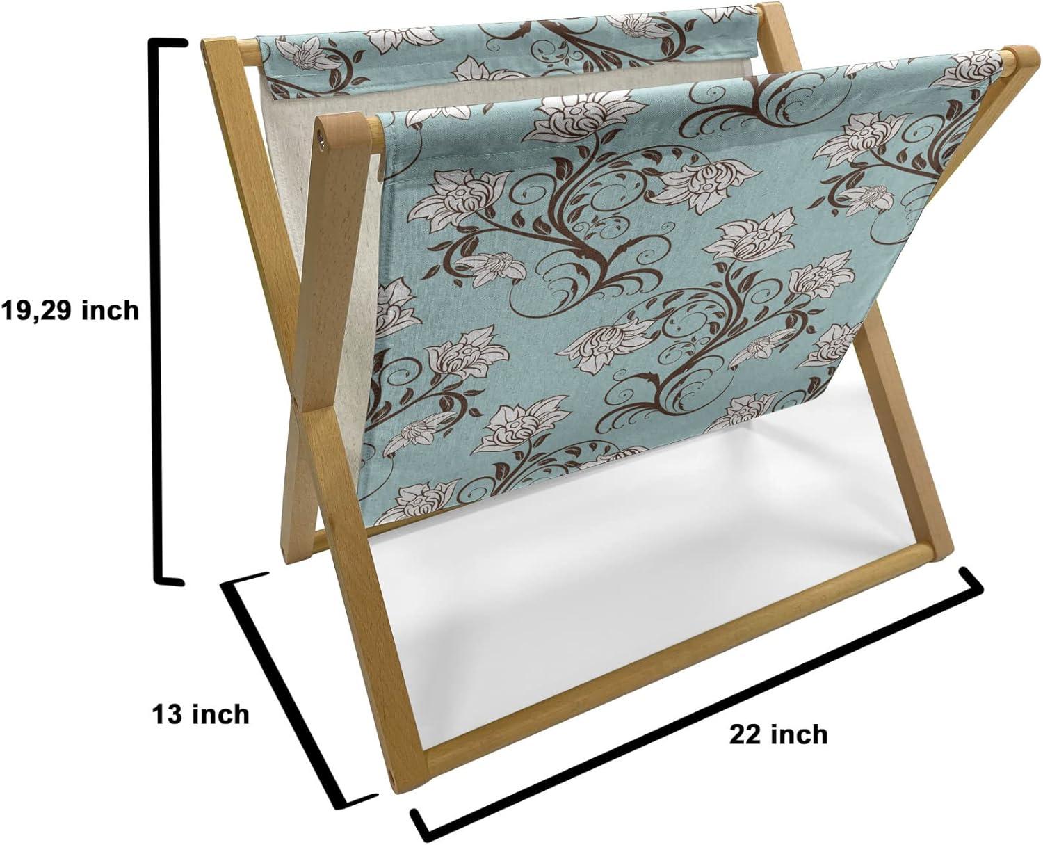 imageAmbesonne Romantic Magazine and Book Holder Repeating Love Theme with Roses and Little Hearts Valentines Day Decorative Floor Rack Organizer for Living Room 22x19 Rose CoralSeafoam Rosewood