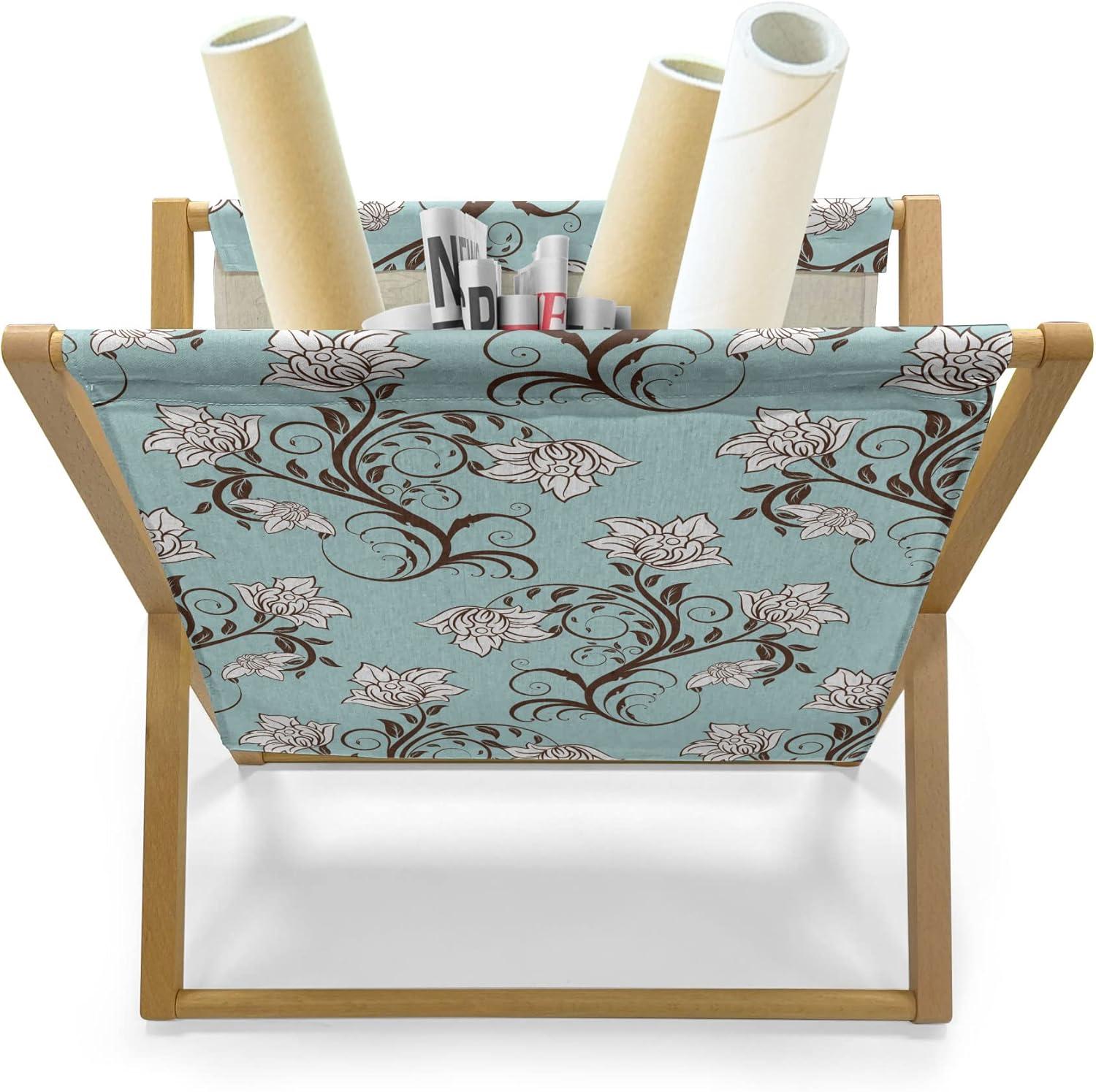 imageAmbesonne Romantic Magazine and Book Holder Repeating Love Theme with Roses and Little Hearts Valentines Day Decorative Floor Rack Organizer for Living Room 22x19 Rose CoralSeafoam Rosewood