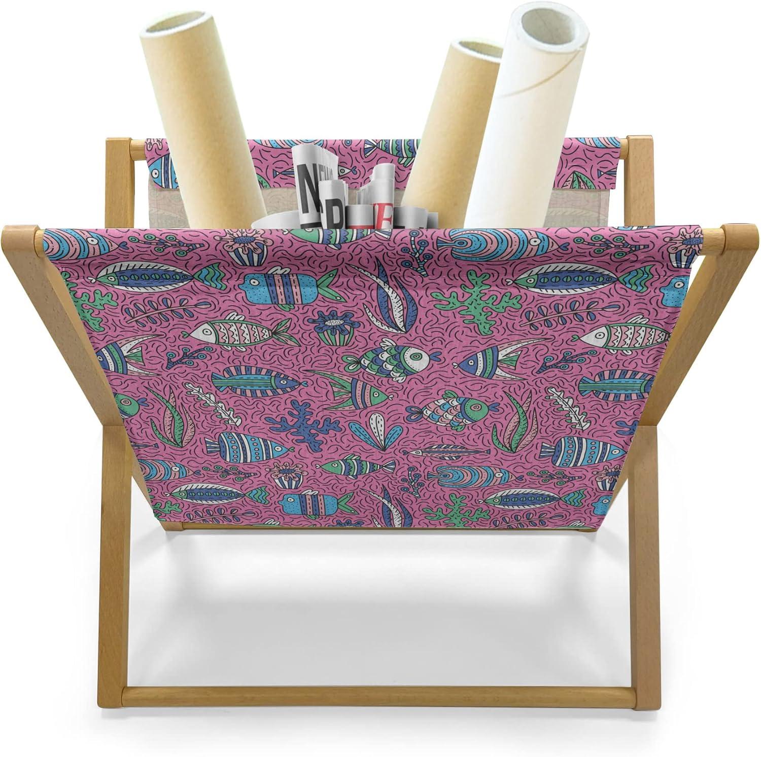 imageAmbesonne Romantic Magazine and Book Holder True Love Lettering with Heart Shapes Doodle Valentines Day Theme Decorative Floor Rack Organizer for Living Room 22x19 Pale Pink Black and WhitePink and Blue Violet