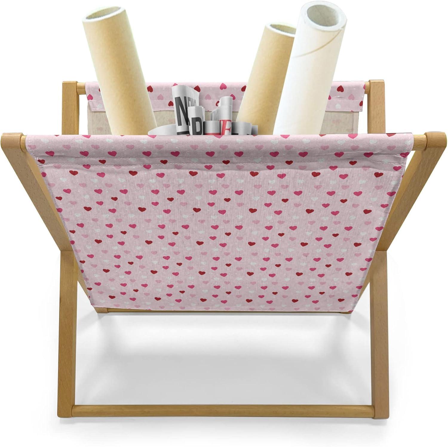 imageAmbesonne Romantic Magazine and Book Holder Valentines Day Theme Little Hearts in Modern Repetitive Pattern Decorative Floor Rack Organizer for Living Room 22x19 Rose Magenta and BurgundyRose Magenta and Burgundy