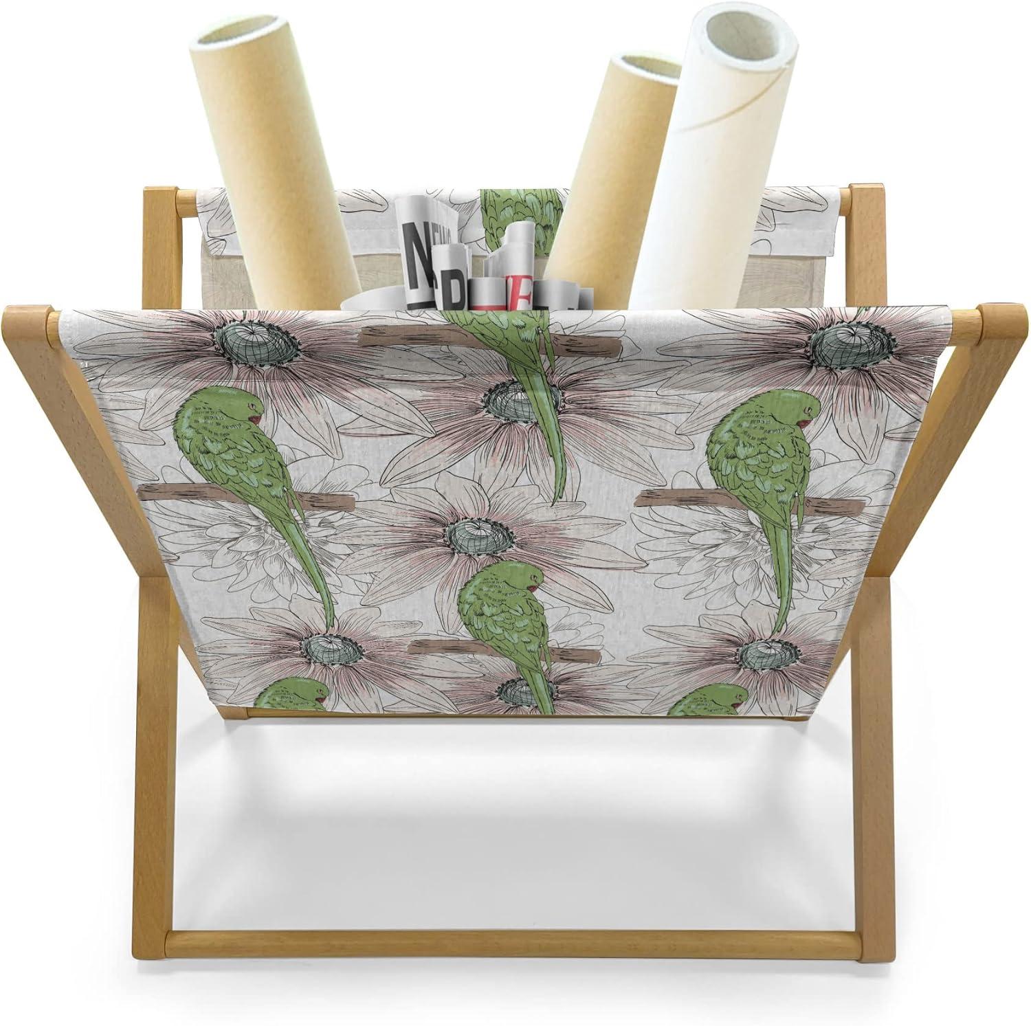 imageAmbesonne Romantic Magazine and Book Holder Valentines Day Themed Victorian Swirling Ornamental Hearts Pattern Decorative Floor Rack Organizer for Living Room 22x19 Rose SalmonOlive Green Salmon