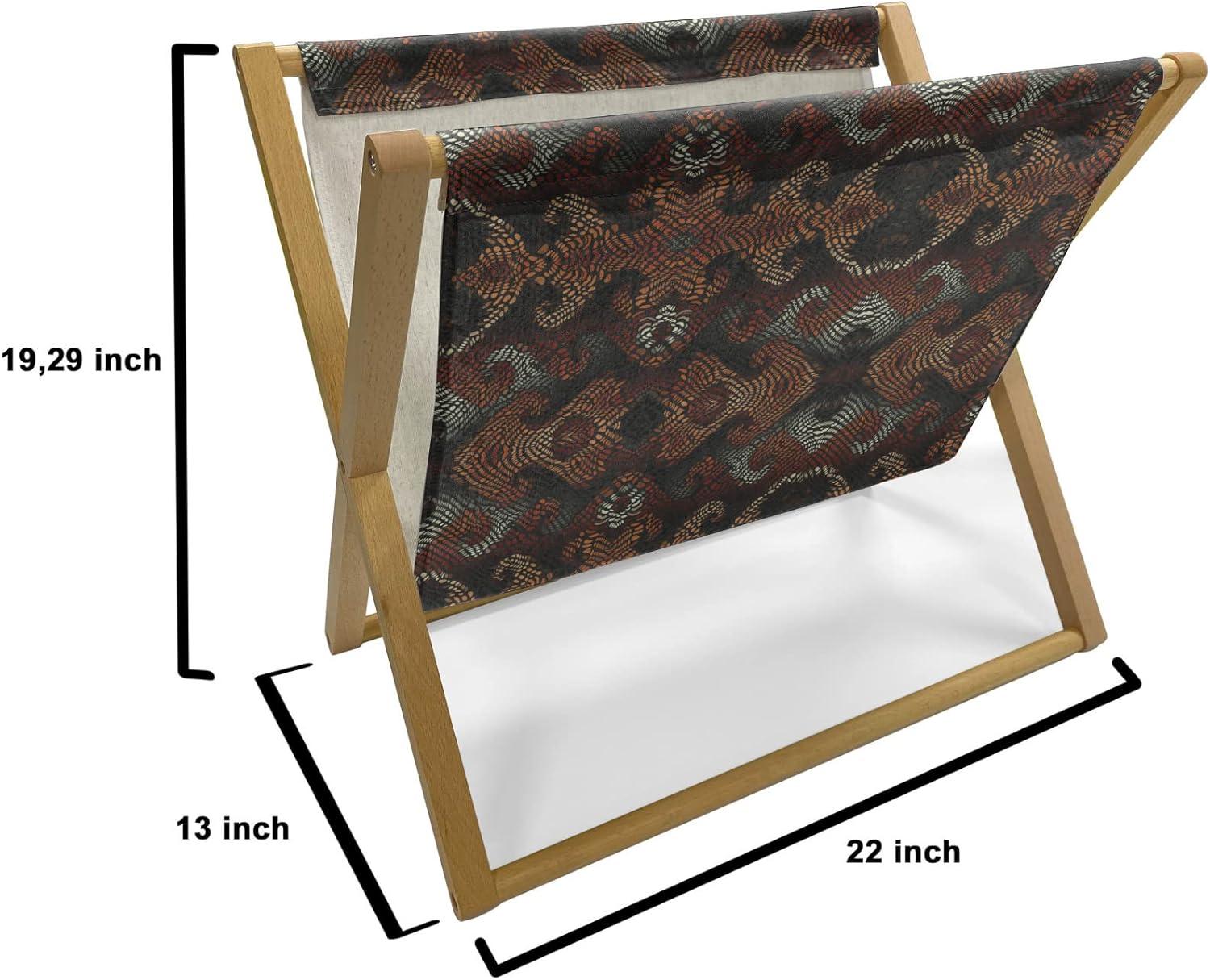 imageAmbesonne Romantic Magazine and Book Holder Valentines Day Themed Victorian Swirling Ornamental Hearts Pattern Decorative Floor Rack Organizer for Living Room 22x19 Rose SalmonGrey Redbrown