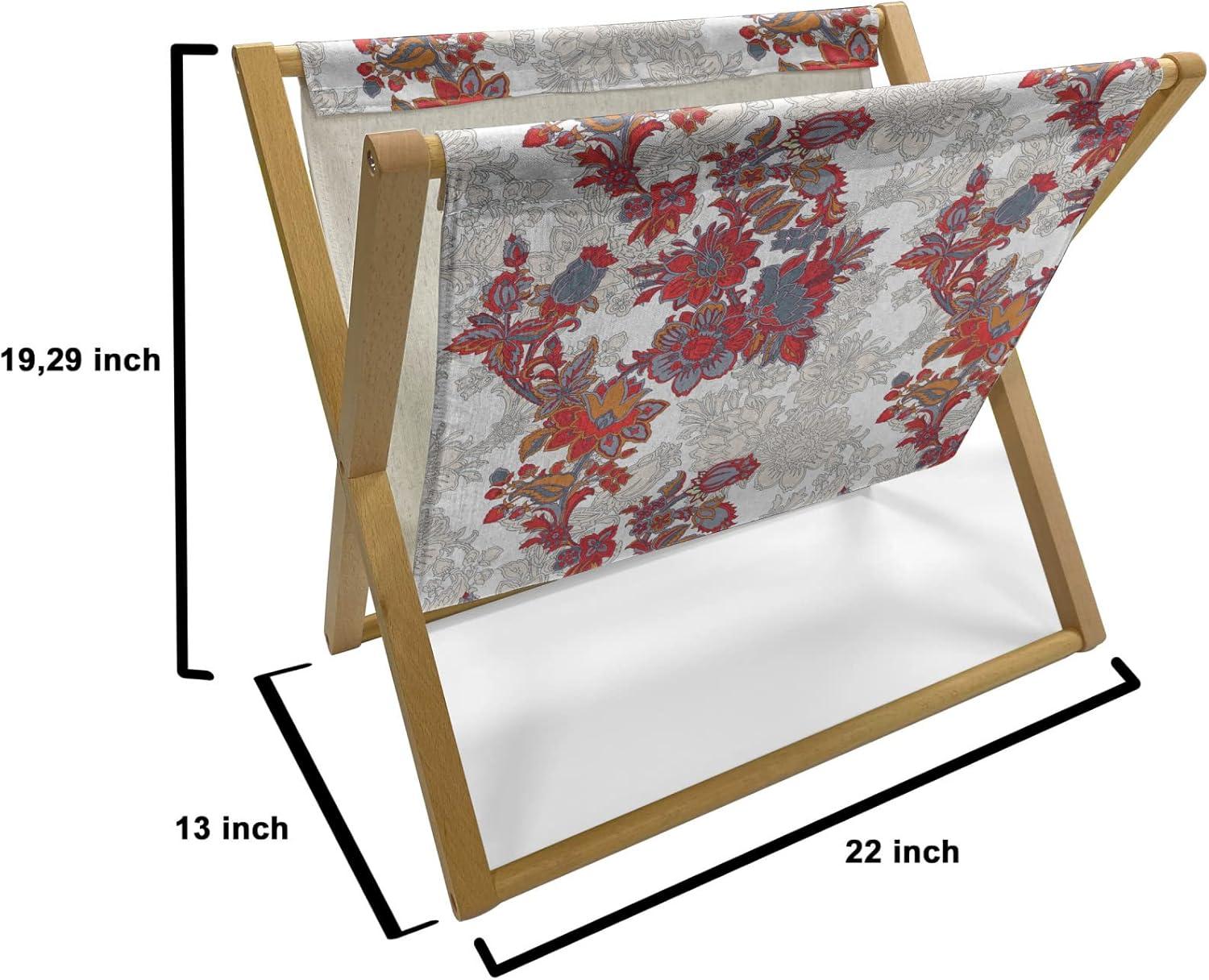 imageAmbesonne Shabby Flora Magazine and Book Holder Romantic Rose Petals with Branches Nature Beauty Valentine Feminine Print Floor Rack Decor for Interior of Home amp Office 22 x 19 Pink and YellowRed Black Grey