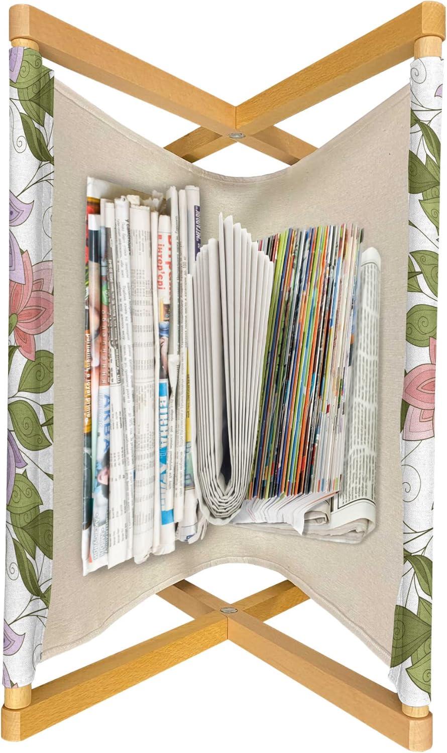 imageAmbesonne Shabby Flora Magazine and Book Holder Romantic Rose Petals with Branches Nature Beauty Valentine Feminine Print Floor Rack Decor for Interior of Home amp Office 22 x 19 Pink and YellowOlive Green Coral