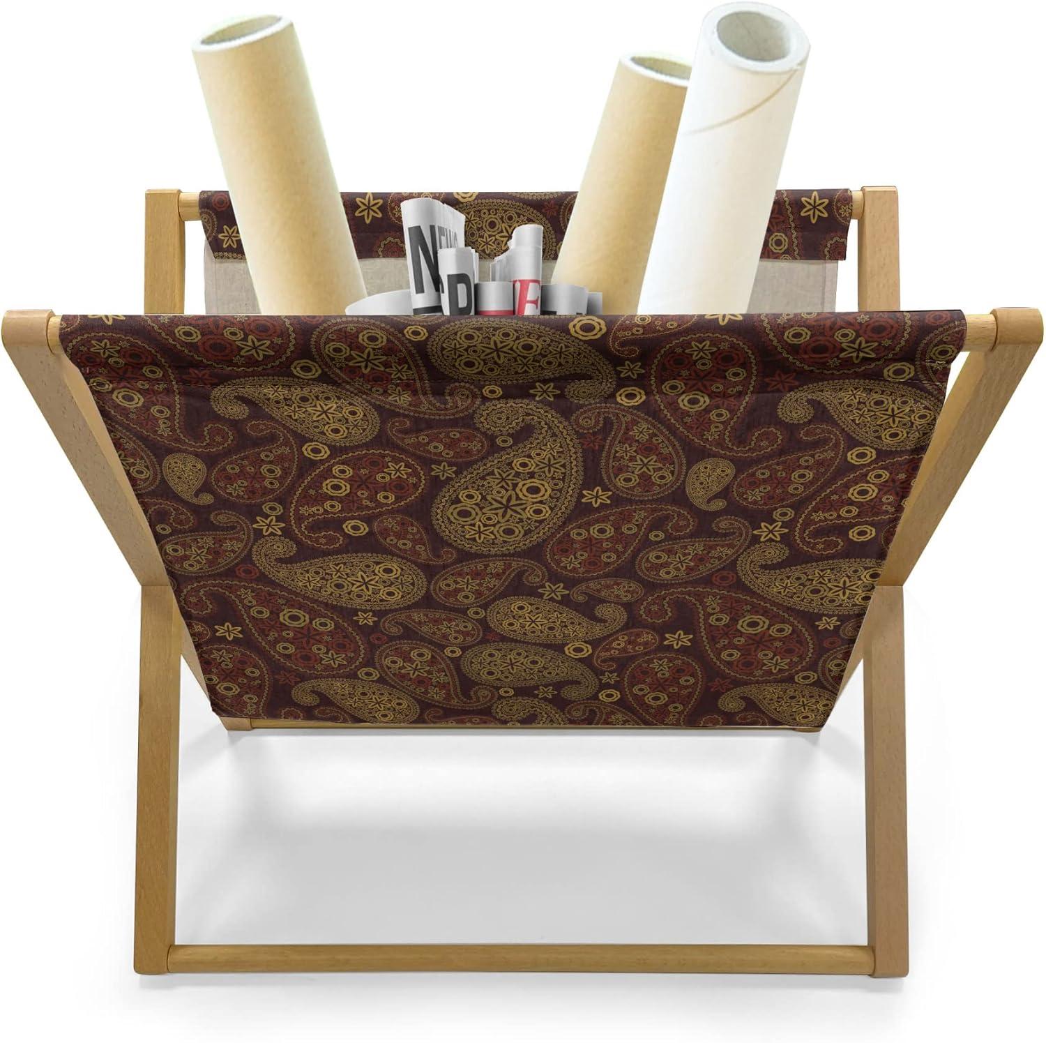 imageAmbesonne Shabby Flora Magazine and Book Holder Romantic Rose Petals with Branches Nature Beauty Valentine Feminine Print Floor Rack Decor for Interior of Home amp Office 22 x 19 Pink and YellowRedwood and Amber