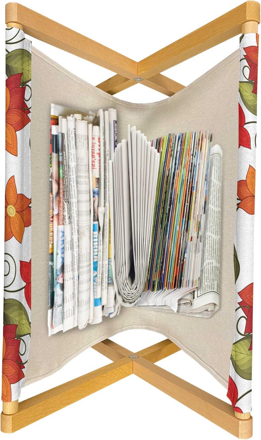 imageAmbesonne Shabby Flora Magazine and Book Holder Romantic Rose Petals with Branches Nature Beauty Valentine Feminine Print Floor Rack Decor for Interior of Home amp Office 22 x 19 Pink and YellowOlive Green Orange White