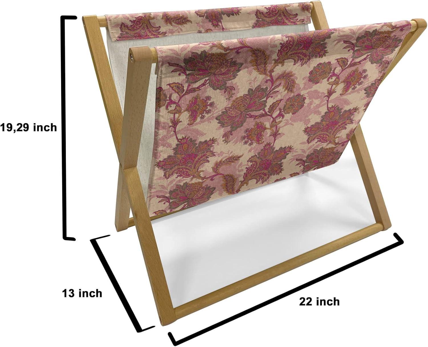 imageAmbesonne Shabby Flora Magazine and Book Holder Romantic Rose Petals with Branches Nature Beauty Valentine Feminine Print Floor Rack Decor for Interior of Home amp Office 22 x 19 Pink and YellowPeach and Coral