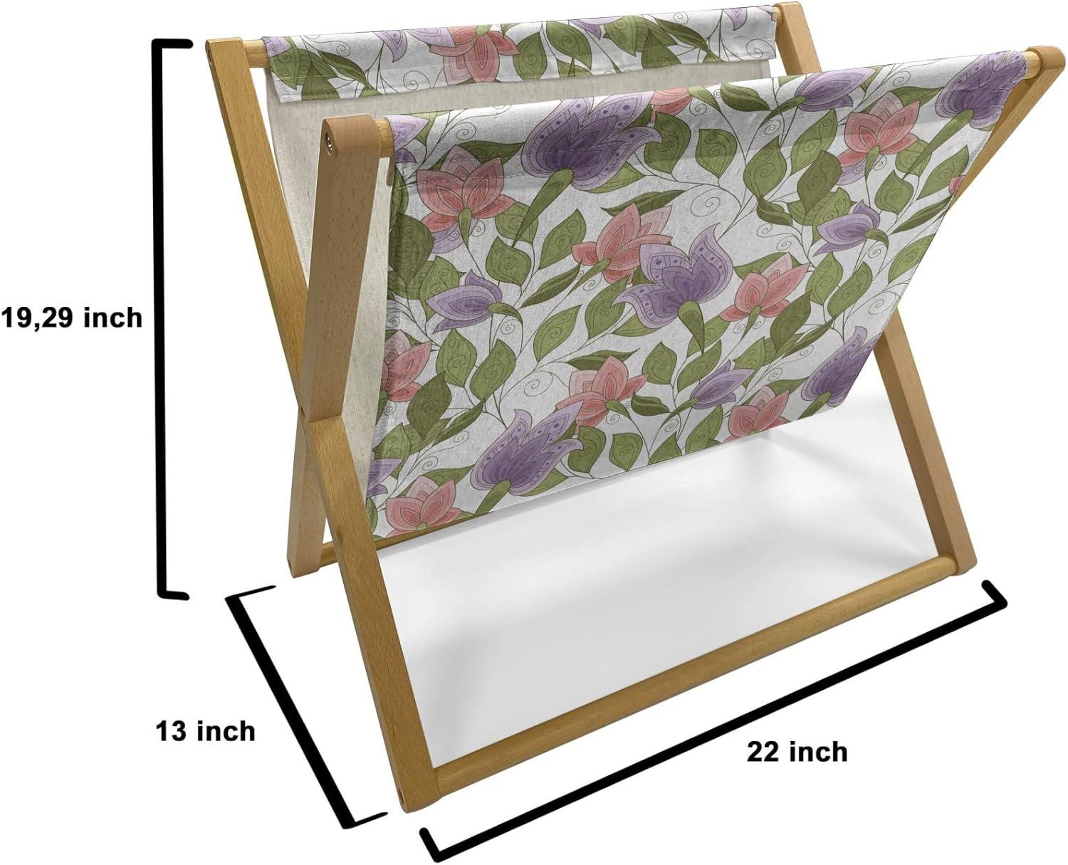 imageAmbesonne Shabby Flora Magazine and Book Holder Romantic Rose Petals with Branches Nature Beauty Valentine Feminine Print Floor Rack Decor for Interior of Home amp Office 22 x 19 Pink and YellowOlive Green Coral