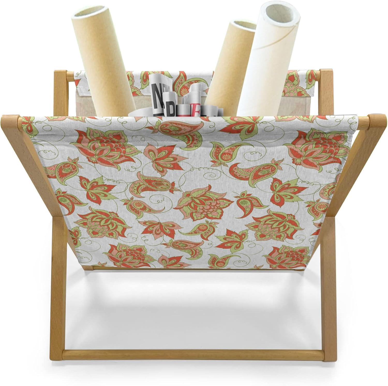 imageAmbesonne Shabby Flora Magazine and Book Holder Romantic Rose Petals with Branches Nature Beauty Valentine Feminine Print Floor Rack Decor for Interior of Home amp Office 22 x 19 Pink and YellowAvocado Green Vermilion