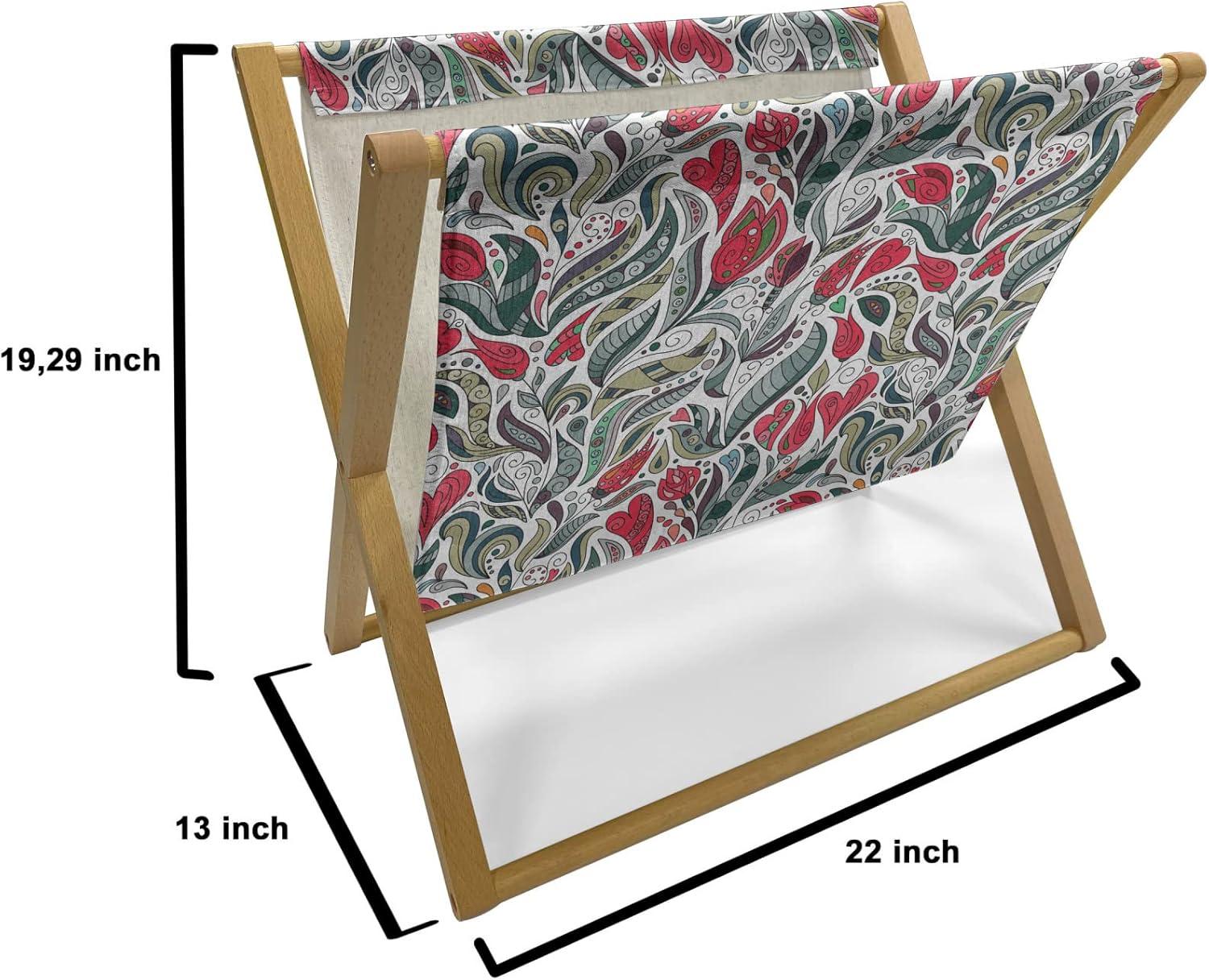 imageAmbesonne Shabby Flora Magazine and Book Holder Romantic Rose Petals with Branches Nature Beauty Valentine Feminine Print Floor Rack Decor for Interior of Home amp Office 22 x 19 Pink and YellowGrey and Hot Pink