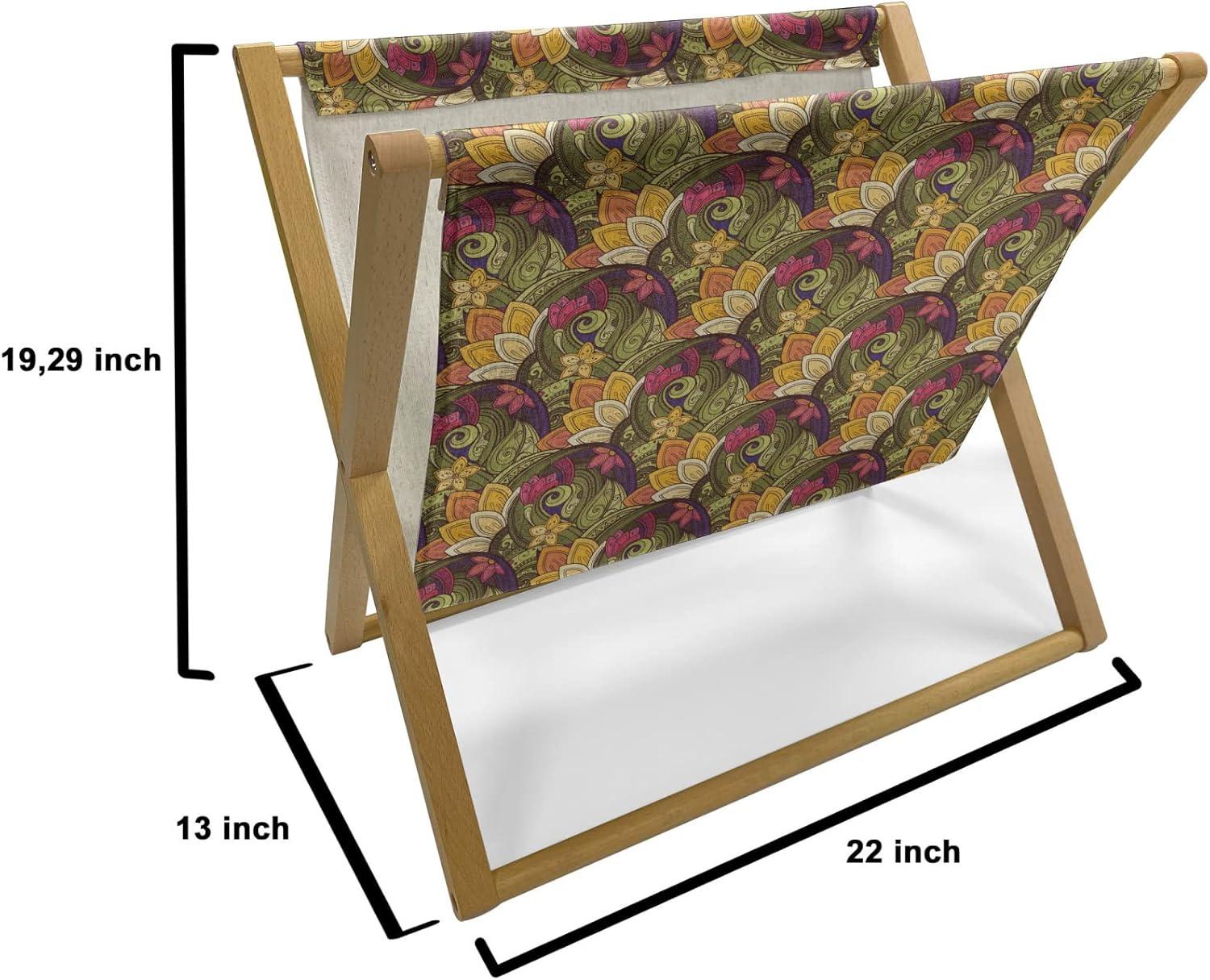 imageAmbesonne Shabby Flora Magazine and Book Holder Romantic Rose Petals with Branches Nature Beauty Valentine Feminine Print Floor Rack Decor for Interior of Home amp Office 22 x 19 Pink and YellowOlive Green Purple Pink