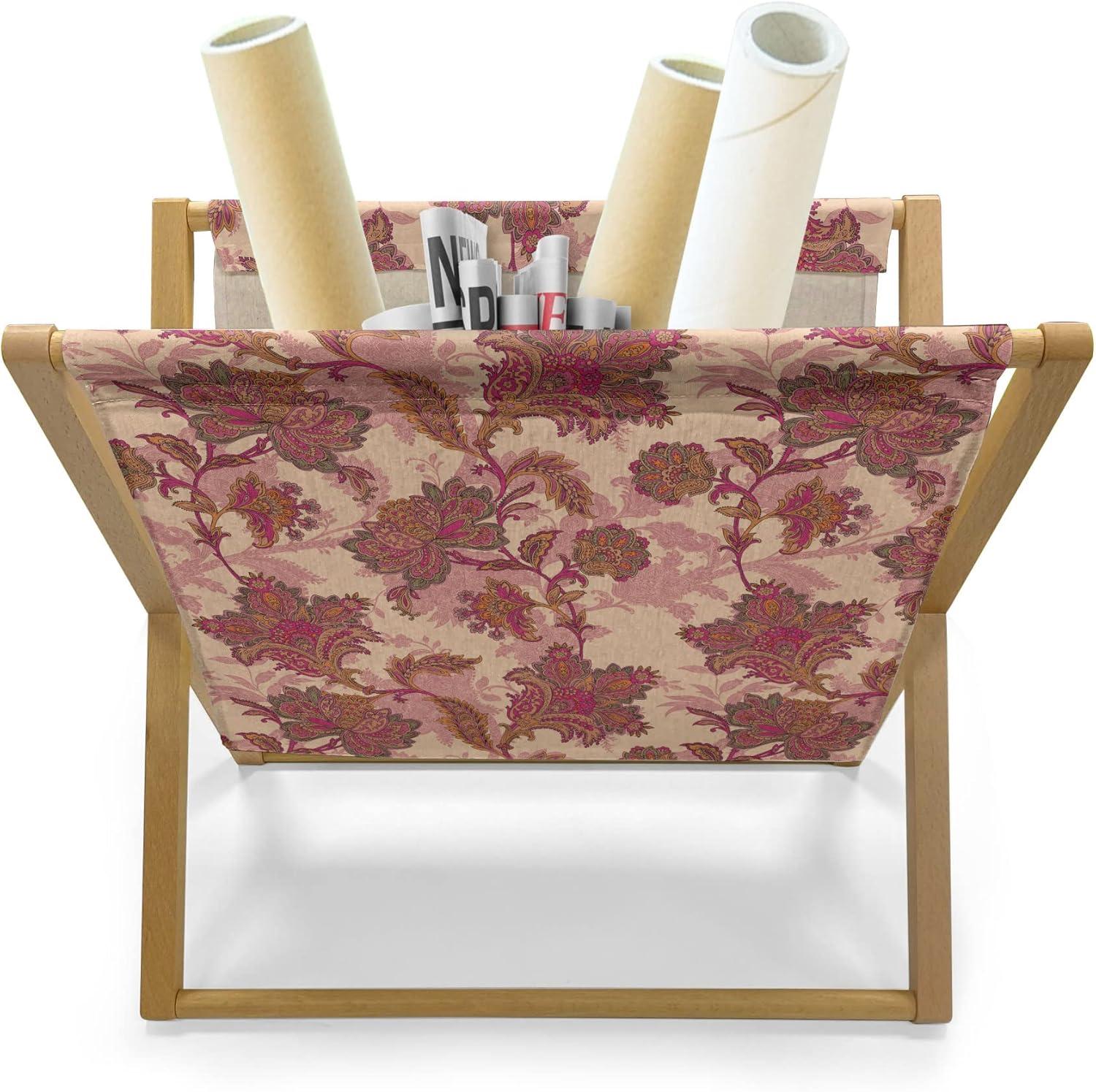 imageAmbesonne Shabby Flora Magazine and Book Holder Romantic Rose Petals with Branches Nature Beauty Valentine Feminine Print Floor Rack Decor for Interior of Home amp Office 22 x 19 Pink and YellowPeach and Coral