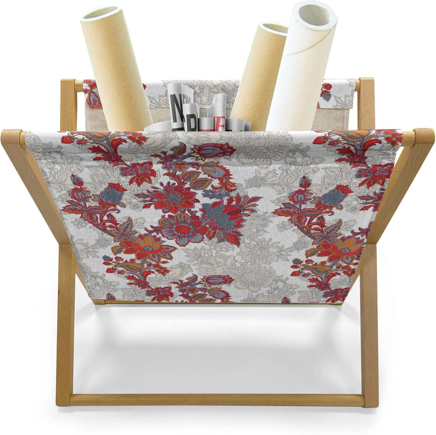 imageAmbesonne Shabby Flora Magazine and Book Holder Romantic Rose Petals with Branches Nature Beauty Valentine Feminine Print Floor Rack Decor for Interior of Home amp Office 22 x 19 Pink and YellowRed Black Grey