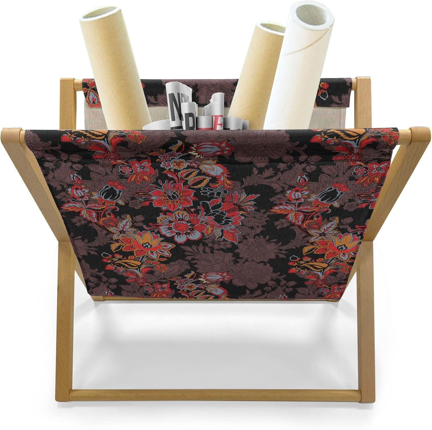 imageAmbesonne Shabby Flora Magazine and Book Holder Romantic Rose Petals with Branches Nature Beauty Valentine Feminine Print Floor Rack Decor for Interior of Home amp Office 22 x 19 Pink and YellowBlack Orange Mustard